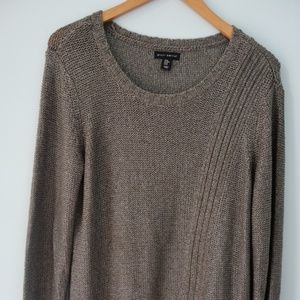 Metallic grey asymmetrical knit sweater